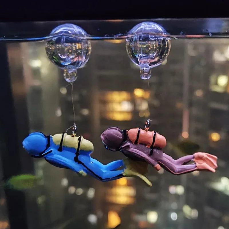 Glow Green Mini Floating Diver Aquarium Decoration Accessories