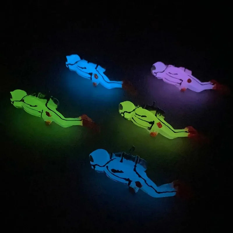 Glow Green Mini Floating Diver Aquarium Decoration Accessories